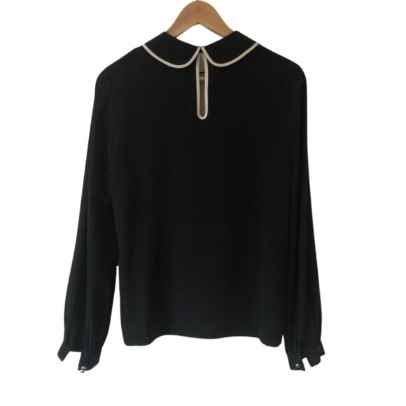 Kate Spade Silk Blouse • Peter Pan Collar • White Trim • Size 2 - Picture 2 of 5